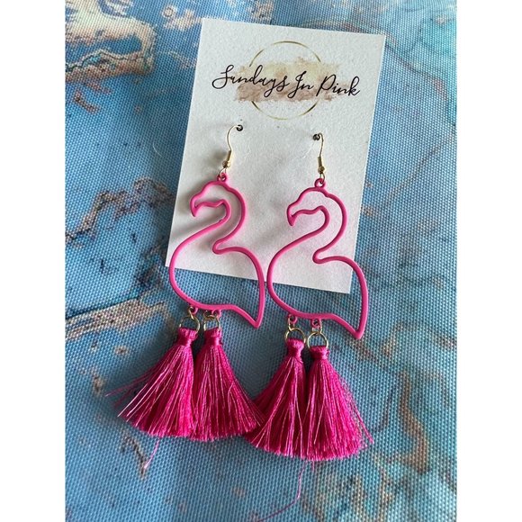 FLAMINGO Jewelry - FLAMINGO Fringe Pink Statement Earrings NEW